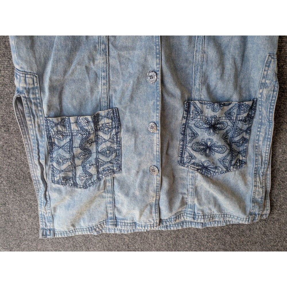 Vtg Marsha Sport Denim Vest S Boho Cottagecore Mixed Media Embroidered Artsy View 4